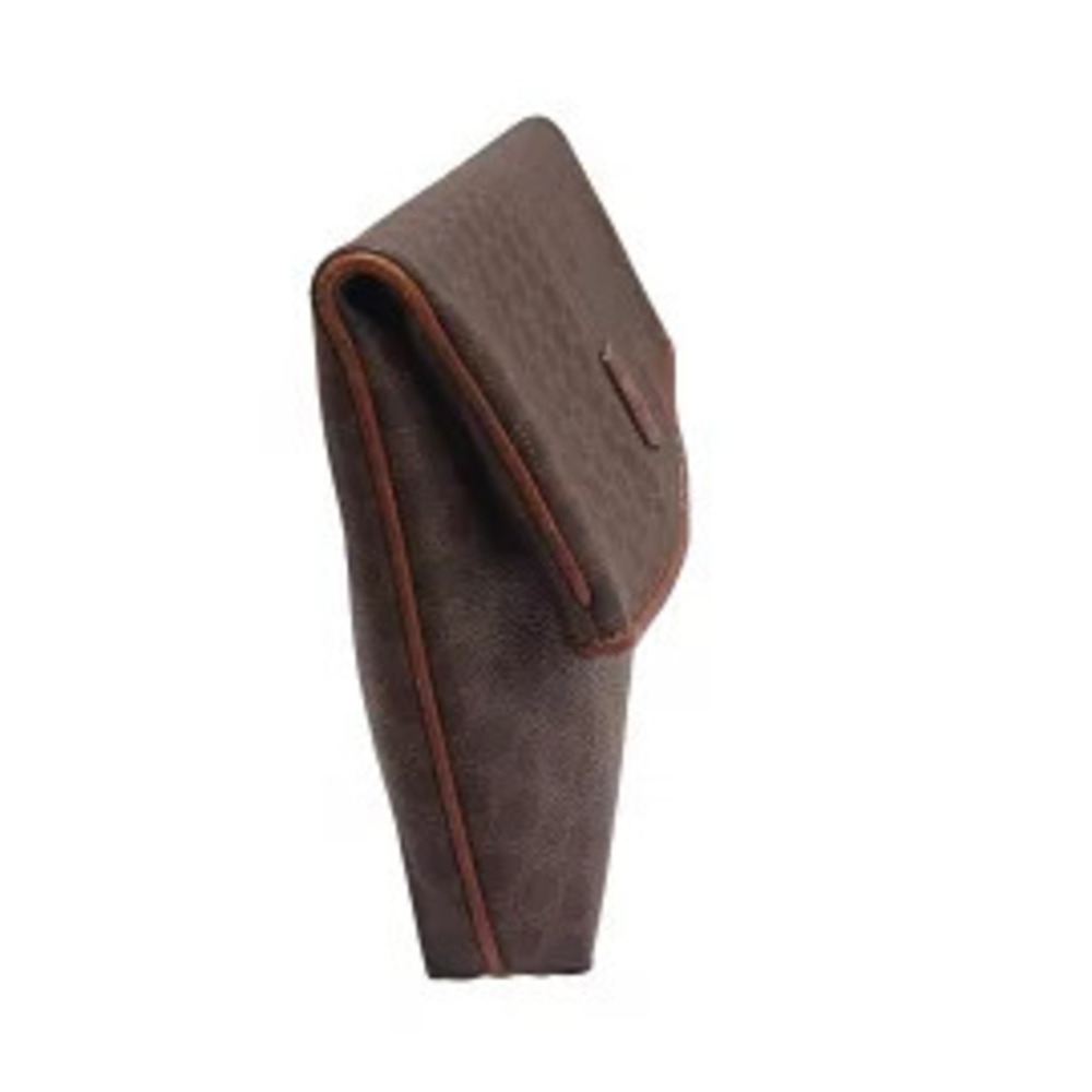 Celine Macadam Clutch Bag Dark Brown Leather